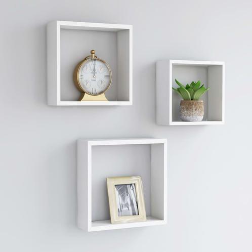 vidaXL Wandschappen kubus 3 st MDF wit, Huis en Inrichting, Kasten | Wandmeubels, Nieuw, Verzenden
