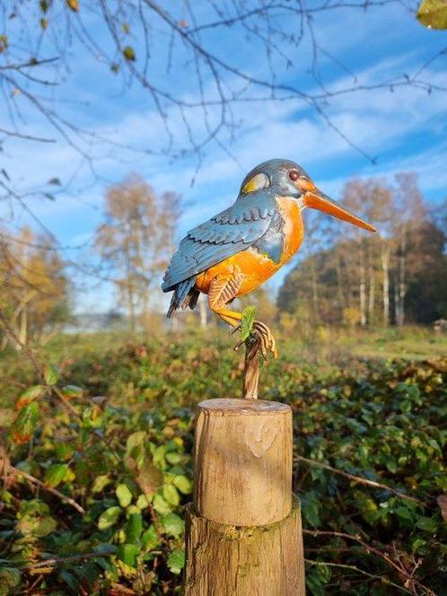 Ijsvogel op tak - Figurine - Natuurlijke vibe - Métal, Antiek en Kunst, Kunst | Designobjecten