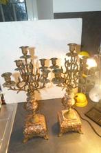 Kandelaber (2) - Marmer, Zinklegering - 2 kandelaars voor de