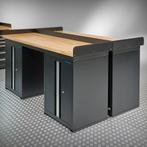 Datona Werkbank PRO eiken - 4 opbergkasten - 200 cm - zwart, Doe-het-zelf en Bouw, Werkbanken, Ophalen of Verzenden, Nieuw