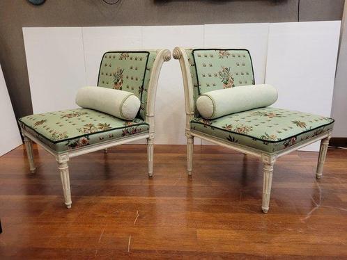 Chaise (2) - Bois, Textile, Antiek en Kunst, Antiek | Meubels | Stoelen en Sofa's