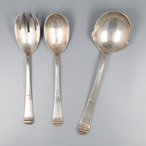 Wilkens & Söhne model Pagode 221 - Art-Deco Salade couvert &, Antiek en Kunst, Antiek | Zilver en Goud