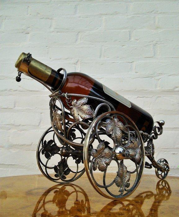 Flessenonderzetter - Verzilverde flessenhouder met decanteer, Antiek en Kunst, Kunst | Designobjecten