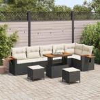 vidaXL Tuinbank Set met kussen 9 pcs Zwart en Crème, Tuin en Terras, Verzenden, Nieuw