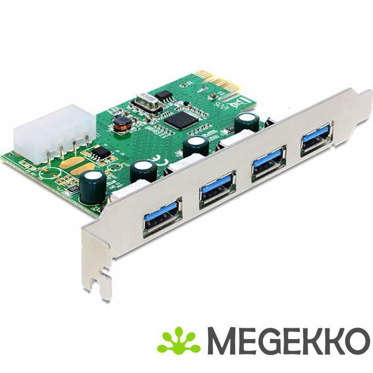 Delock 89363 PCI Express x1-kaart naar 4 x externe USB, Computers en Software, USB Sticks, Nieuw, Verzenden