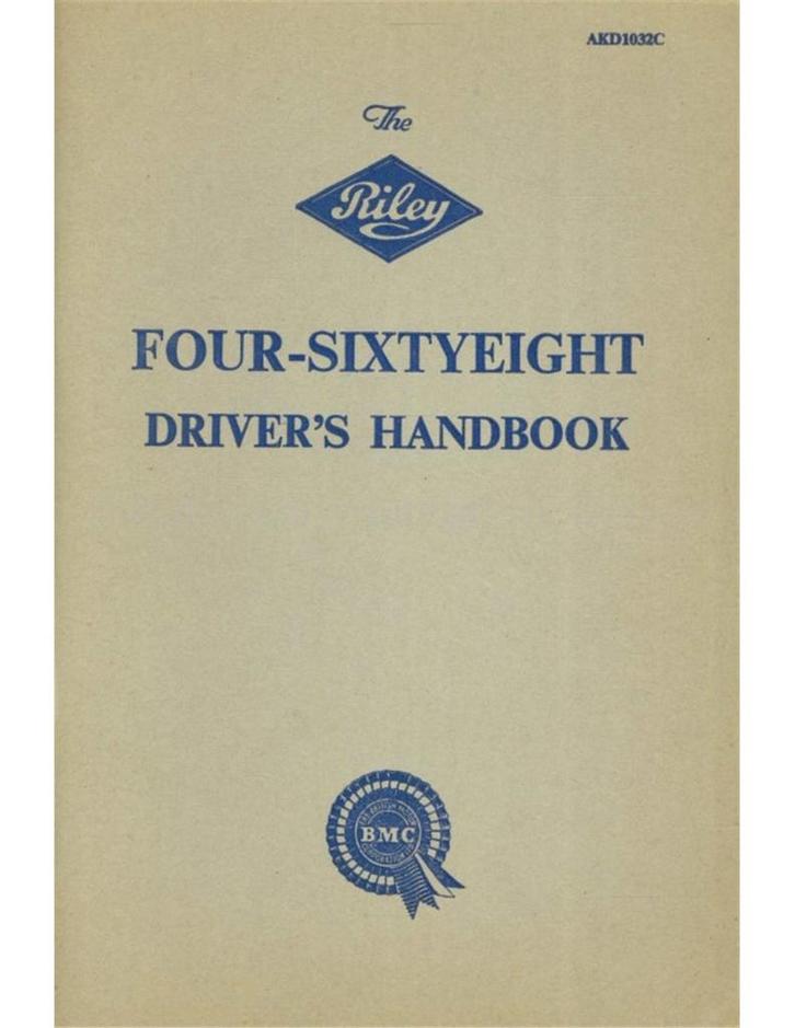 1961 RILEY FOUR-SIXTYEIGHT INSTRUCTIEBOEKJE ENGELS, Autos : Divers, Modes d'emploi & Notices d'utilisation