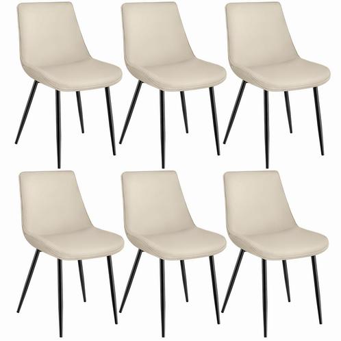 Set van 6 stoelen Monroe fluweellook - crème, Huis en Inrichting, Stoelen, Verzenden