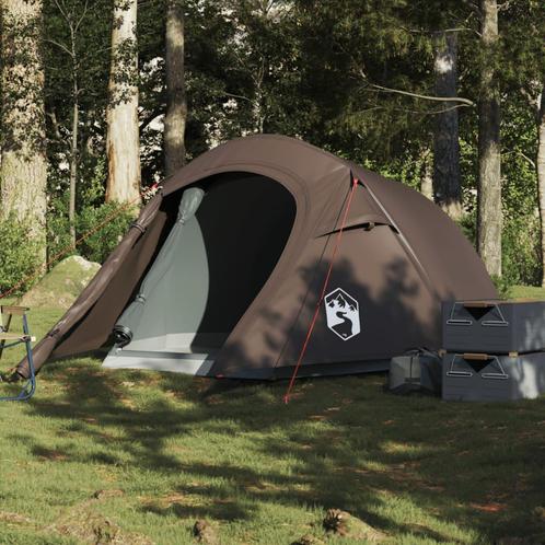 vidaXL Tente de camping tunnel 3 personnes marron, Caravanes & Camping, Tentes, Neuf, Envoi