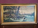 Jean Ihel (XIX) - Caccia al Cinghiale con Muta di Cani, Antiek en Kunst
