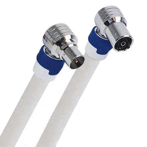 Coax kabel 0.75 meter - Wit - Male en Female haakse pluggen, Doe-het-zelf en Bouw, Elektriciteit en Kabels, Nieuw