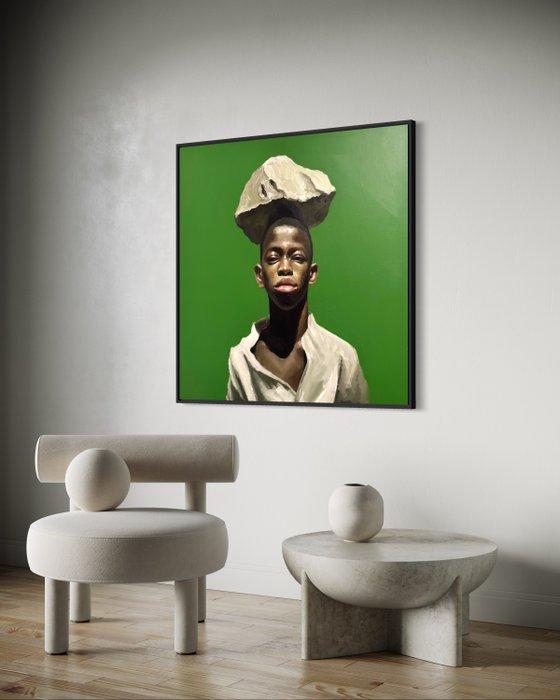 Houessou Koffins Bryan (1999) - Héritier du poids, Antiek en Kunst, Kunst | Schilderijen | Modern