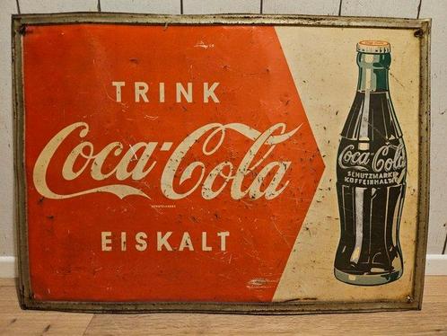 SELTENES, ORIGINALES COCA COLA SCHILD VON 1950 - Reclamebord, Antiek en Kunst, Antiek | Wandborden en Tegels