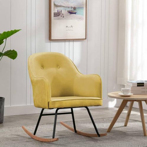 vidaXL Chaise Ã  bascule Jaune moutarde Velours, Maison & Meubles, Chaises, Neuf, Envoi