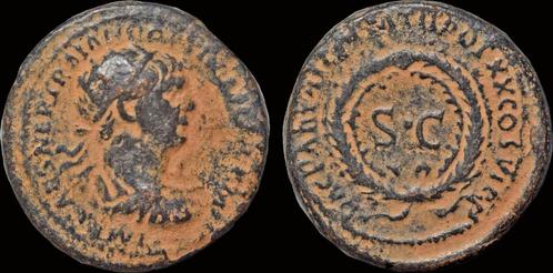 98-117ad Roman Trajan Ae semis legend in wreath Brons, Postzegels en Munten, Munten en Bankbiljetten | Verzamelingen, Verzenden