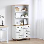 vidaXL Hutch met lade Wit 91 x 40 x 184 cm Massief, Huis en Inrichting, Kasten | Dressoirs, Verzenden, Nieuw