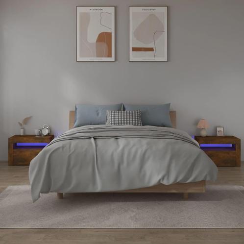vidaXL Nachtkastjes 2 st met LED-verlichting 60x35x40 cm, Huis en Inrichting, Slaapkamer | Nachtkastjes, Nieuw, Verzenden