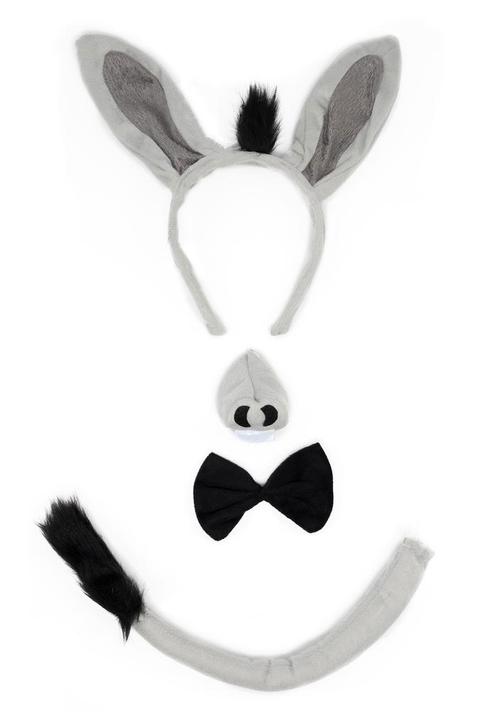 Ezel Haarband Oren Strik Neus Staart Diadeem Set Grijs Zwart, Kleding | Dames, Carnavalskleding en Feestkleding, Nieuw, Ophalen of Verzenden