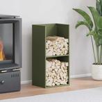 vidaXL Brandhoutrek 40x30x80 cm koudgewalst staal olijfgroen, Verzenden