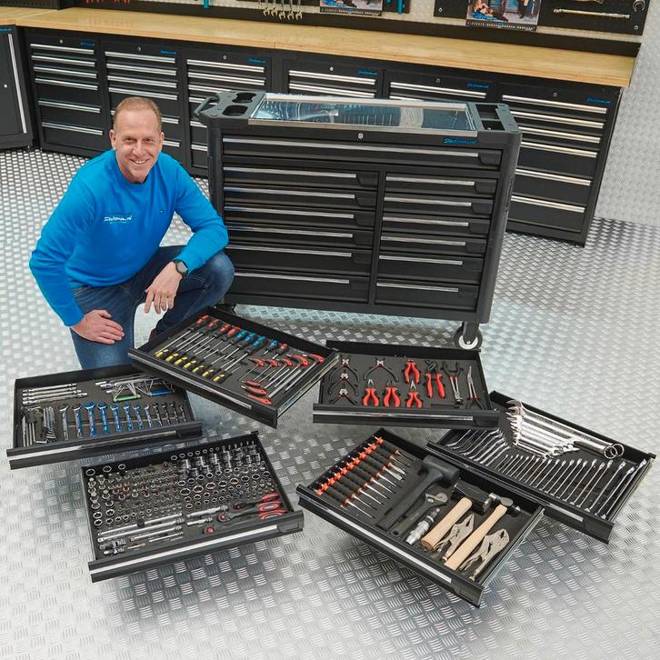 Datona Gereedschapswagen XXL + Mach VI - Datona - Zwart, Doe-het-zelf en Bouw, Gereedschapskisten, Ophalen of Verzenden