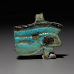 Oud-Egyptisch Faience Udjat-amulet. Late periode, 664 - 332, Collections