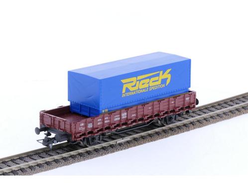 Schaal H0 Roco 46031 rongenwagen met Rieck container AC v..., Hobby en Vrije tijd, Modeltreinen | H0, Wisselstroom, Analoog, Gebruikt