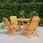 vidaXL 5-delige Tuinset massief teakhout, Tuin en Terras, Tuinsets en Loungesets, Verzenden, Nieuw, Tuinset