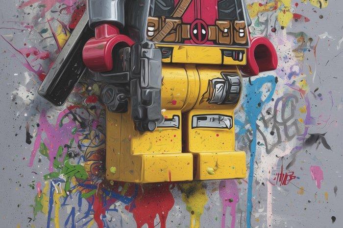 Canvas Fit - Alberto Ricardo - Deadpool Lego entre grafitis, Kinderen en Baby's, Speelgoed | Duplo en Lego