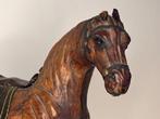 Large Antique Leather Covered Wooden Horse 30 cm - Europe c.