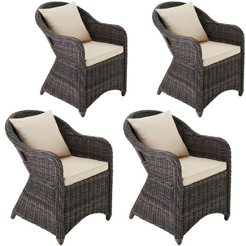 4 luxe wicker fauteuils met kussens - grijs, Jardin & Terrasse, Ensembles de jardin, Envoi