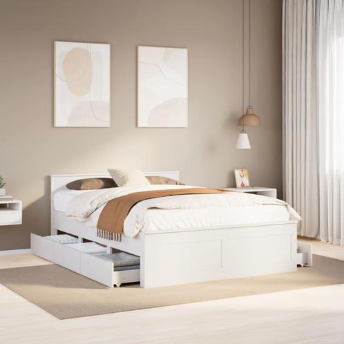 vidaXL Cadre de lit sans matelas avec tête de lit blanc, Maison & Meubles, Chambre à coucher | Lits, Neuf, Envoi