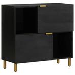 vidaXL Dressoir 80x33x75 cm bewerkt hout zwart, Huis en Inrichting, Verzenden, Nieuw