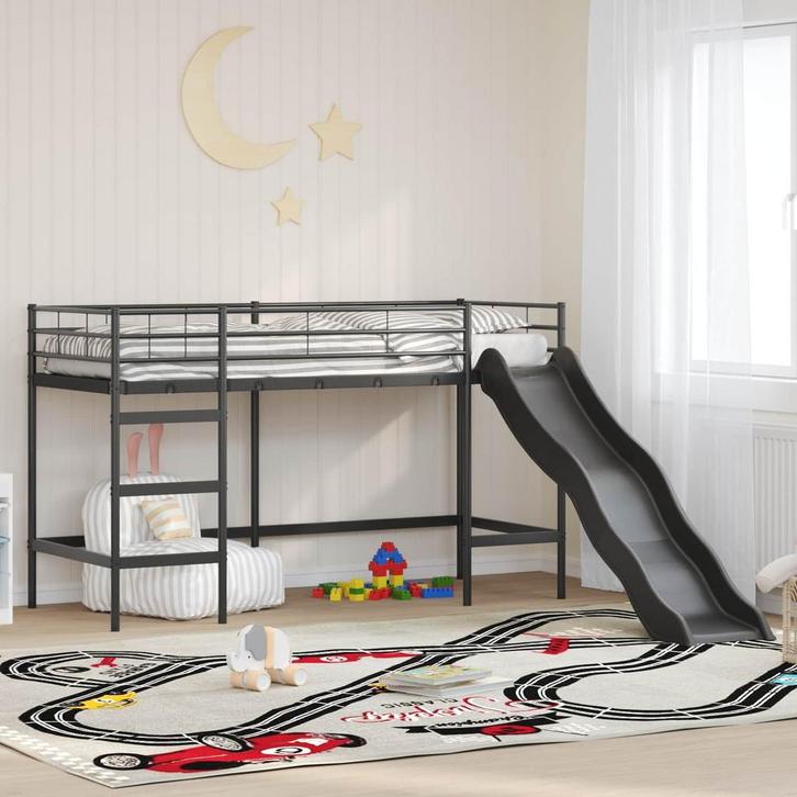 vidaXL Kinderen Loft Bed Frame met Glijbaan Zwart en, Maison & Meubles, Chambre à coucher | Lits, Envoi