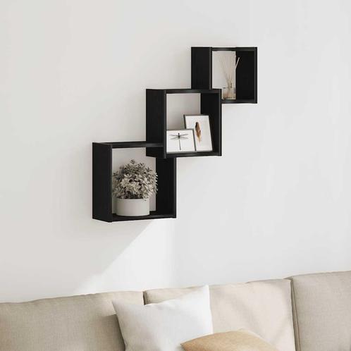 vidaXL Wandplanken kubus 68x15x68cm bewerkt hout zwart, Huis en Inrichting, Kasten | Wandmeubels, Nieuw, Verzenden