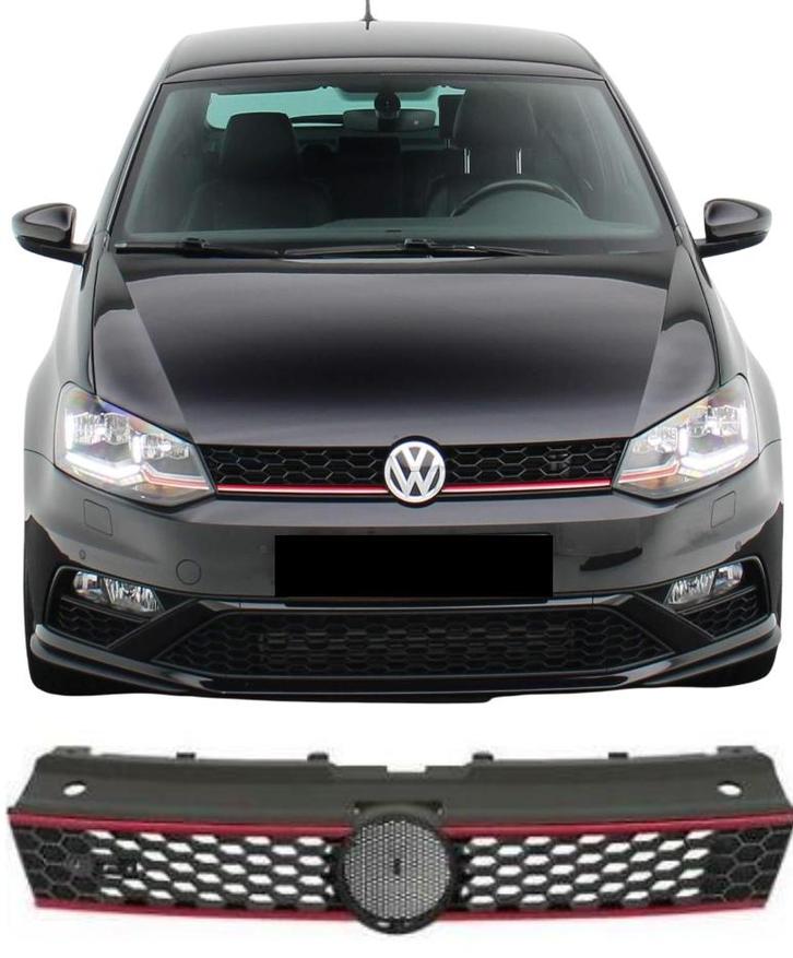 Grill | GTI - Look| Volkswagen Polo 2014- | zwart met rode b, Auto-onderdelen, Carrosserie, Nieuw, Volkswagen, Verzenden