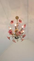 Kroonluchter - Geblazen - Roze bloemen