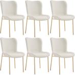 tectake Gestoffeerde stoel Tessa - Bouclé wit/goud, Set van, Huis en Inrichting, Stoelen, Verzenden, Nieuw