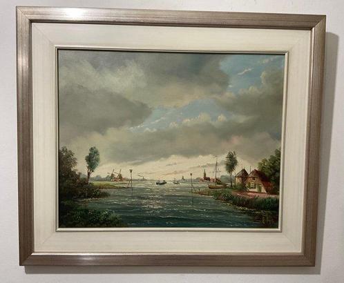 Dick van Dijk (1921) - Het leven langs het water, Antiek en Kunst, Kunst | Schilderijen | Klassiek