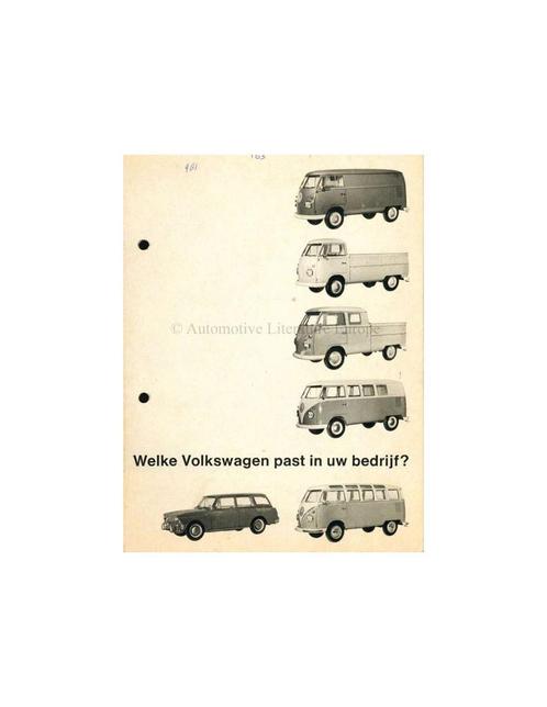 1962 VOLKSWAGEN TRANSPORTER BROCHURE NEDERLANDS, Livres, Autos | Brochures & Magazines
