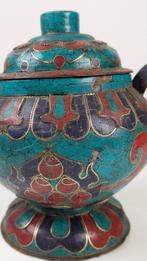 mooi versierde Theepot - Theepot - Koper, turkoois, koraal, Antiek en Kunst