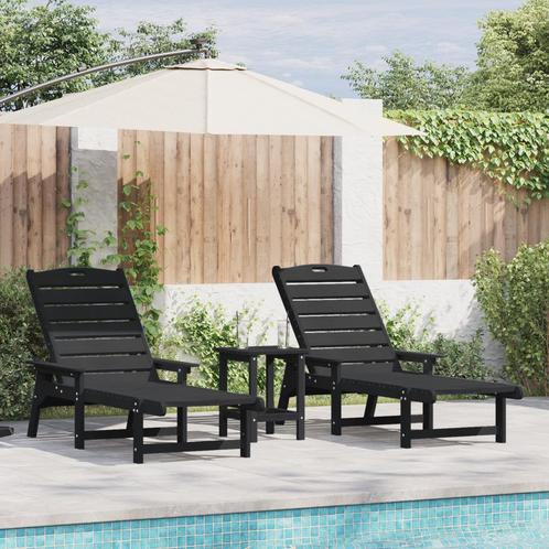 vidaXL Ligbedden 2 stuks Zwart 162x53x98,5 cm HDPE, Tuin en Terras, Tuinstoelen, Nieuw, Verzenden