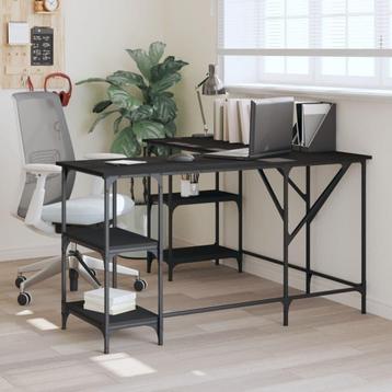 vidaXL Bureau 139x139x75 cm bewerkt hout zwart, Huis en Inrichting, Bureaus, Verzenden, Nieuw
