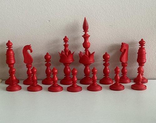 Schaakspel - Selenus - Been, Antiek en Kunst, Curiosa en Brocante