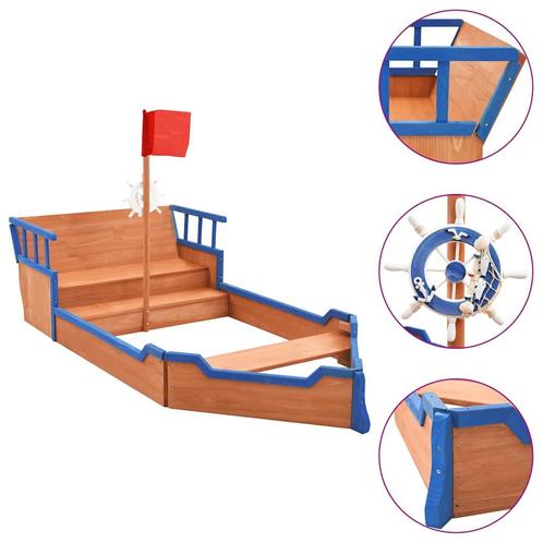 vidaXL Zandbak piratenschip 190x94,5x101 cm vurenhout, Kinderen en Baby's, Speelgoed | Buiten | Speeltoestellen, Nieuw, Verzenden