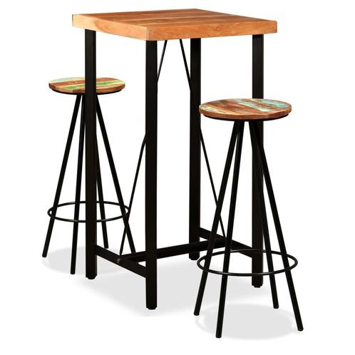 vidaXL 3-delige Barset massief acaciahout en gerecycled hout, Huis en Inrichting, Complete eetkamers, Nieuw, Verzenden