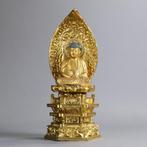 Amitabha Buddha  – Gold Lacquer Finish - Beeld Hout -