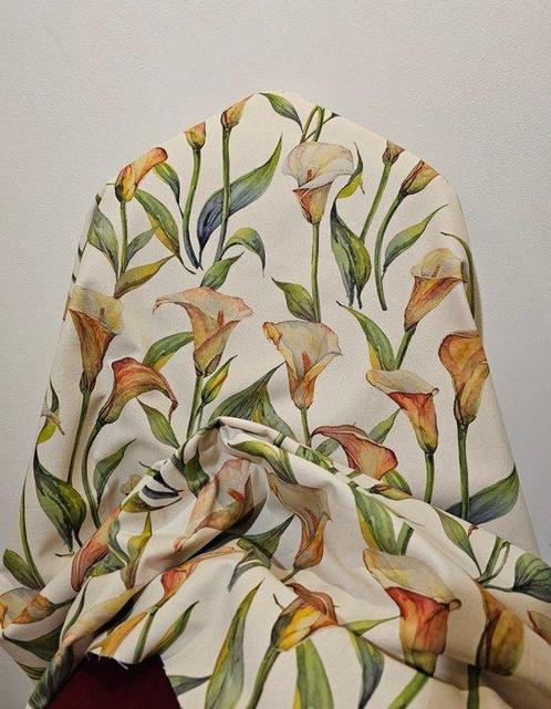 Art Nouveau Calla bloemenstof in natuurlijk katoen! -, Antiek en Kunst, Antiek | Tapijten, Tafelkleden en Textiel