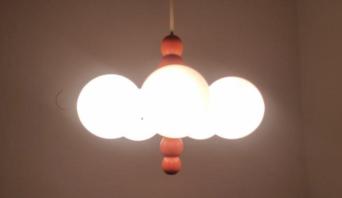 Plafondlamp - Glas, Hout, Metaal - Sputnik bollamp, Antiquités & Art, Antiquités | Éclairage