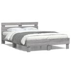 vidaXL Cadre de lit avec tête de lit et LED sonoma gris, Maison & Meubles, Chambre à coucher | Lits, Neuf, Verzenden