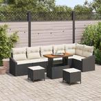 vidaXL Tuinbank Set met kussen 9 pcs Zwart en Crème 90 x 55, Verzenden, Nieuw