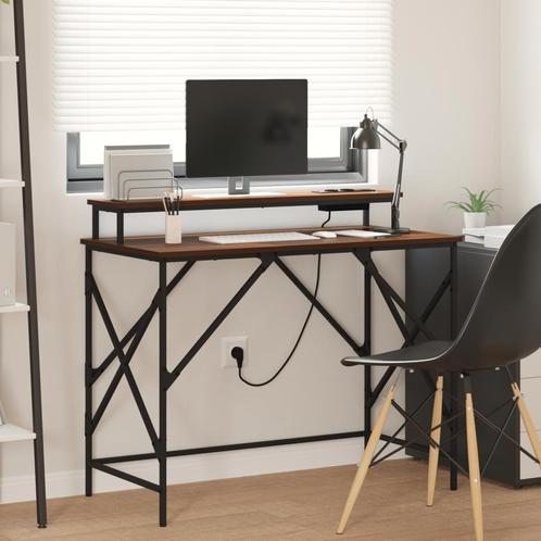 vidaXL Bureau bruin eikenkleur 100 x 50 x 86.5 cm Bewerkt, Huis en Inrichting, Bureaus, Nieuw, Verzenden